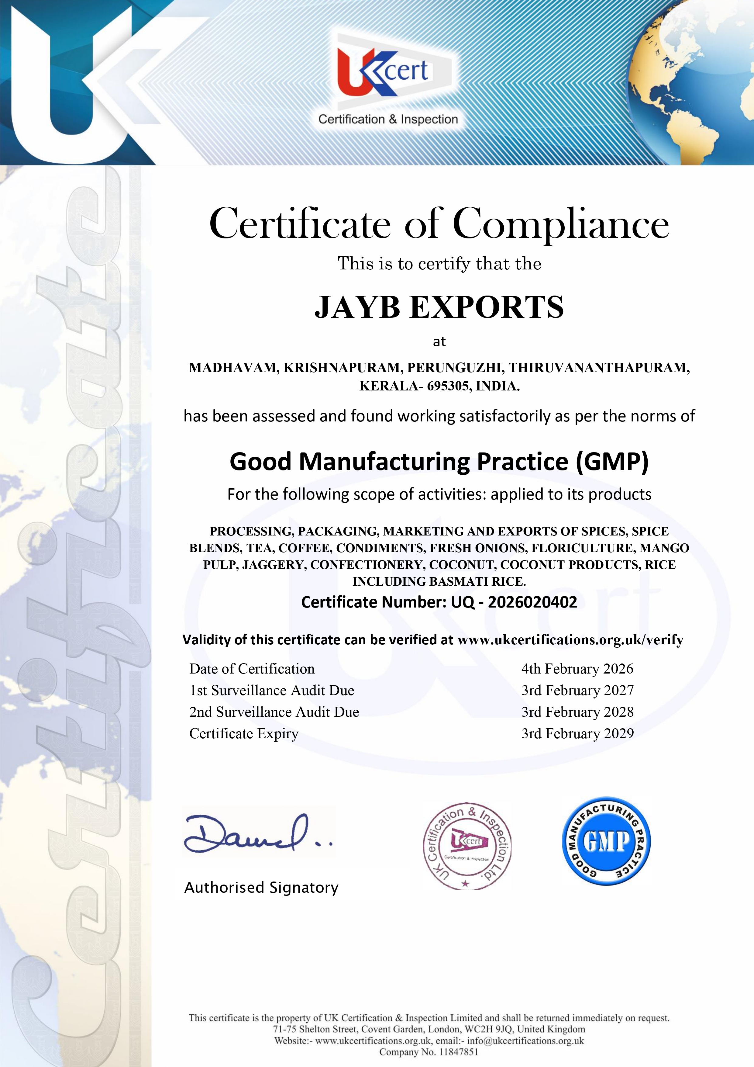 GMP Certificate